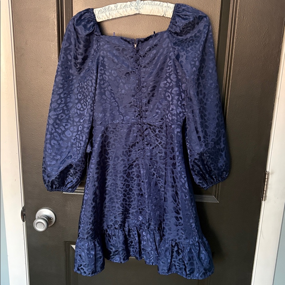 Rare Editions size 10 dress navy blue tonal leopard print dress - Picture 5 of 5